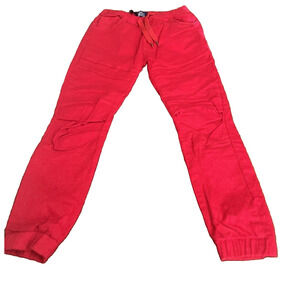 Demolition Jogger Pants Women's L Red Stretch Elastic Waist Pockets Drawstring